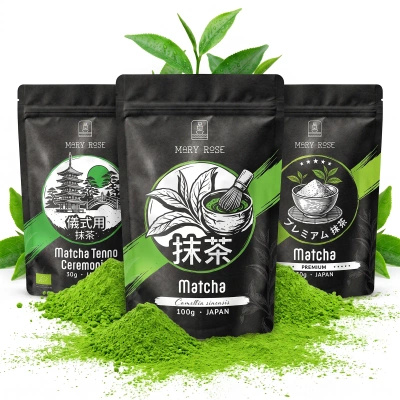 Sada 3 japonských čajů matcha BIO: ceremoniální + prémiová + kulinární