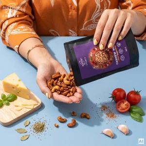 Nustino Crunch – pražené kešu ořechy – Pizza Margherita Flavour 100 g