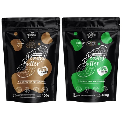 Sada práškového arašídového másla Nustino: Classic + Coconut 2x400g