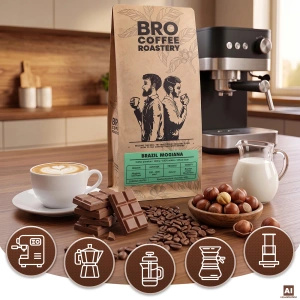 Bro Coffee Roastery – Zrnková káva Brazil Mogiana Premium 1 kg