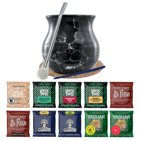 Yerba Mate Set 10x50g Calabash Bombilla 500g