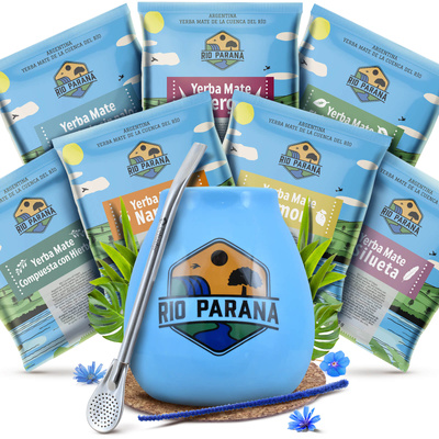 Yerba Mate Rio Parana 7x50g sada vzorků + příslušenství