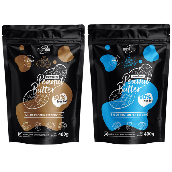Sada práškového arašídového másla Nustino: Classic + Pure 2x400g