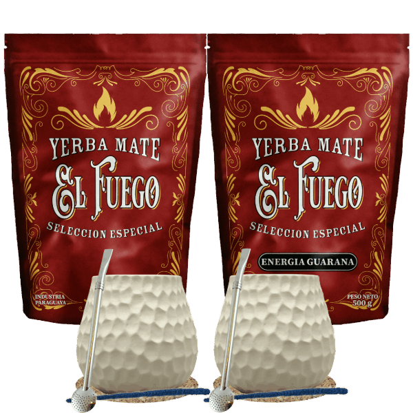 Startovací sada pro dva Yerba Mate El Fuego 2×500 g + 2× Kalabasa + 2× Bombilla
