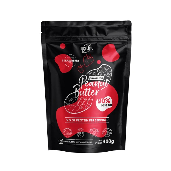 Nustino – Arašídové máslo v prášku – Strawberry (bez přidaného cukru) 400 g