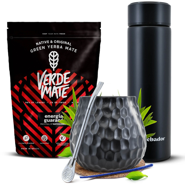 Sada Yerba Maté Verde Mate 400g 0,4kg Termoska LED