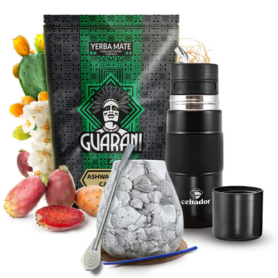 Sada Yerba Maté Guarani Ashwagandha 500g 0,5kg Yerbomos + Kalabása + Bombilla