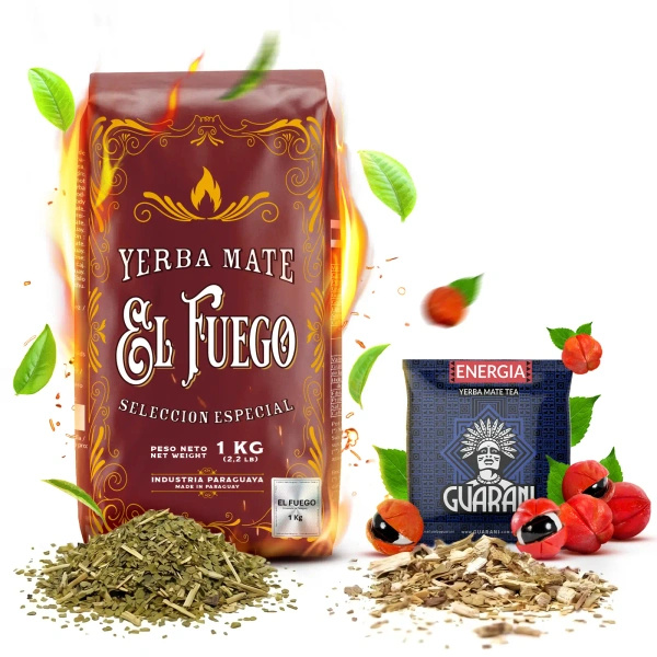 Sada Yerba Mate: El Fuego 1kg + vzorek Guarani Energia 50g