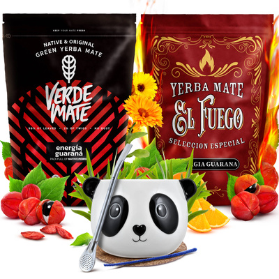 Yerba Mate sada Verde Mate El Fuego Energia 2x500g + příslušenství
