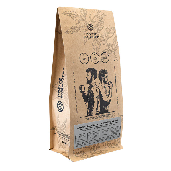 Bro Coffee Roastery - Zrnková káva Amico dall'Italia Espresso Roast 400 g