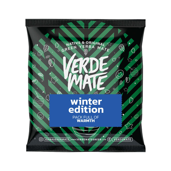 Vánoční dárkový set yerba mate: vzorky 10x50g + kalabasa Verde Mate Winter Time a bombilla