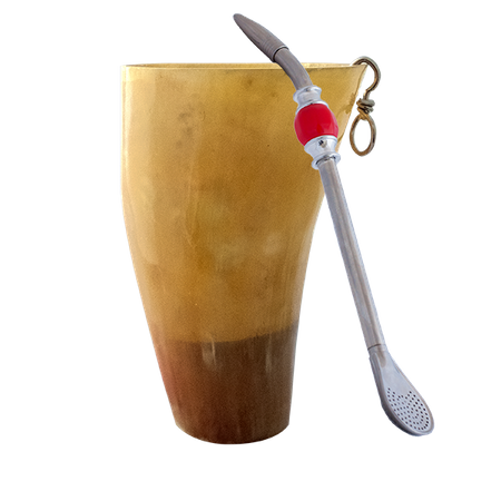 Guampa Mate Cup (light) + Bombilla Grande Red