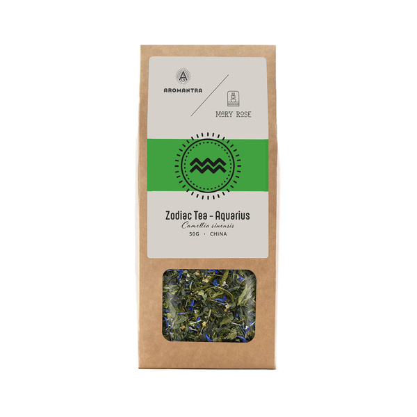 Aromantra x Mary Rose – Čaj znamení zvěrokruhu – Vodnář (zelený) 50 g