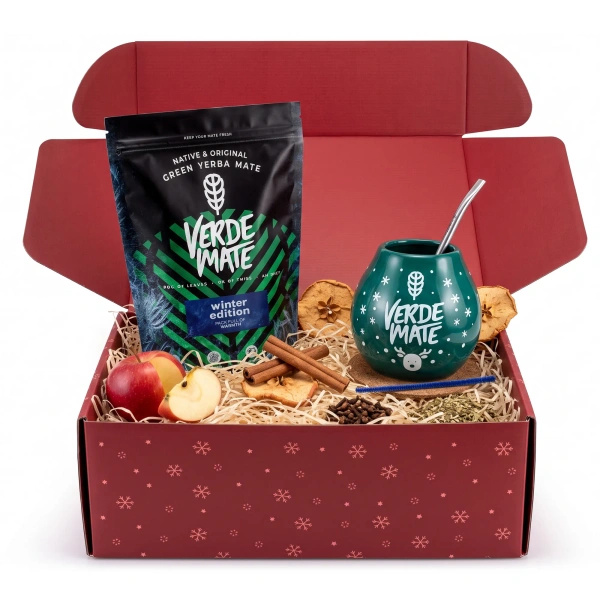 Vánoční dárkový set yerba mate Verde Mate Winter Edition 500g + kalebas a bombilla