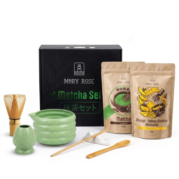 Dárková sada pro barevné Matcha Latte: Matcha + Yellow Matcha + příslušenství