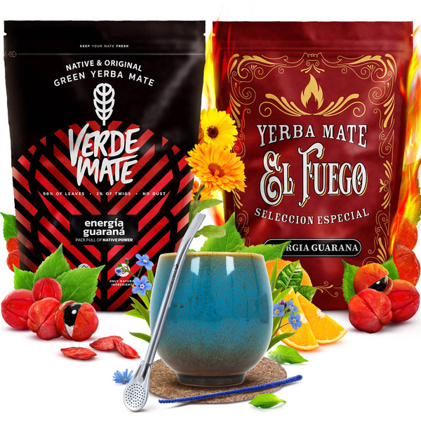 Yerba Mate sada Verde Mate El Fuego Energia 2x500g + příslušenství
