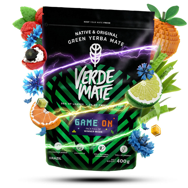 Sada Yerba Maté Verde Mate Game On 400g 0,4kg Kalabása + Bombilla