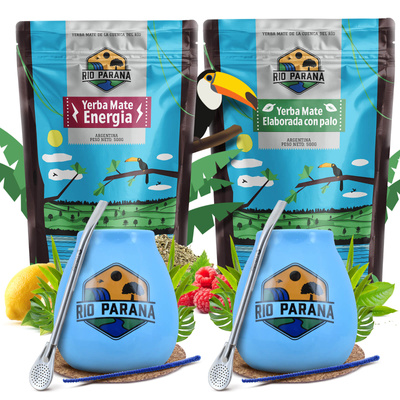 Yerba Mate Rio Parana set pro dva Bombilla Matero 1000g
