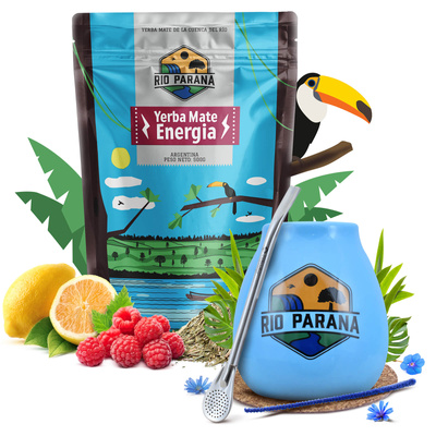 Yerba Mate sada Rio Parana Energia 500g Kalabása + Bombilla