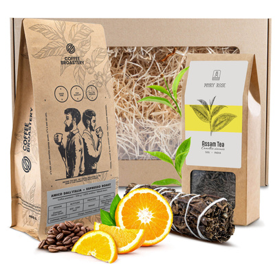 Dárková Sada Zrnková Káva Coffee Broastery + Čaj + Černá Šalvěj Vykuřovadlo