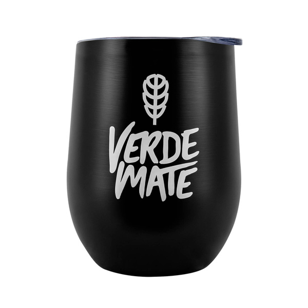 TermoLid – termo mate hrnek na yerba maté s víčkem – Verde Mate (černý) – 350 ml