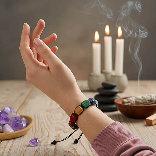 Náramek „Sedm čaker“ – na šňůrce