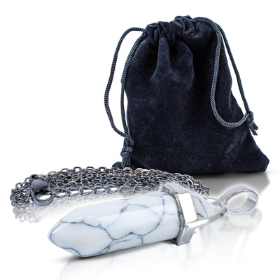 Přívěsek s bílým tyrkysem v sáčku + řetízek