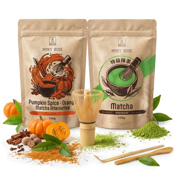 Sada pro barevné Matcha Latte: Matcha + Orange Matcha + příslušenství