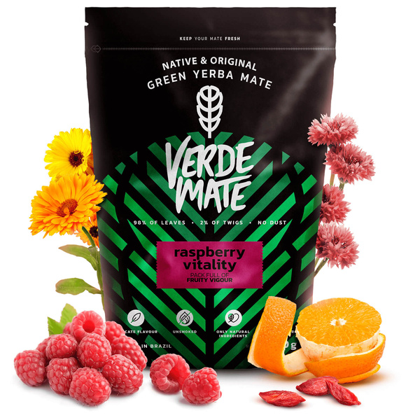 Yerba Mate sada Verde Mate Raspberry 500g Kalabása + Bombilla