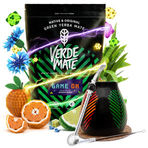 Sada Yerba Maté Verde Mate Game On 400g 0,4kg Kalabása + Bombilla
