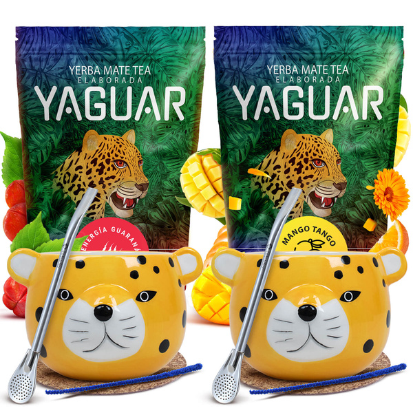Sada Yerba Mate pro Dva: Yaguar 2x500g + 2x Kalabása + 2x Bombilla