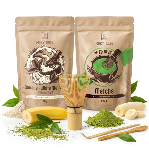 Sada pro barevné Matcha Latte: Matcha + White Matcha + příslušenství
