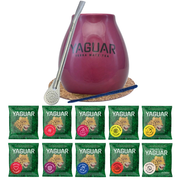 Sada Yerba Mate Yaguar 10x50g kalabash Bombilla