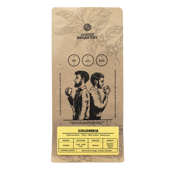 Bro Coffee Roastery - Zrnková káva Colombia Medellin Premium 400 g