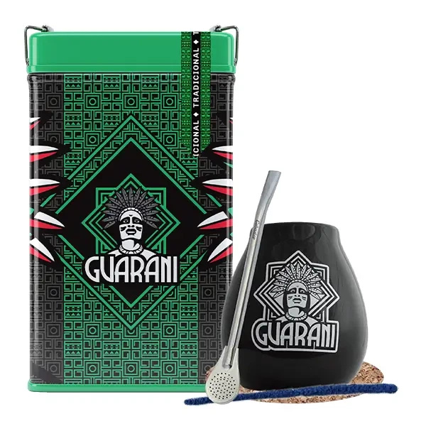 Set Yerbera Yerba Mate Guarani Elaborada Tradicional 0.5kg 