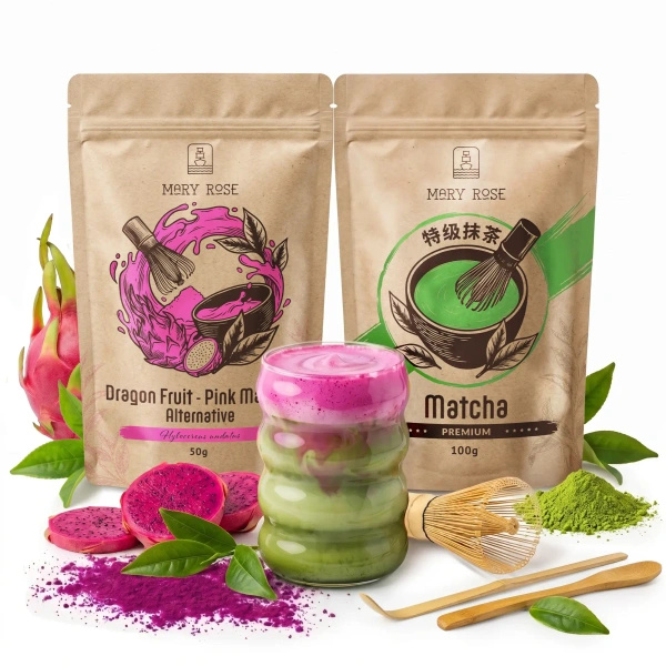 Sada pro barevné Matcha Latte: Matcha + Pink Matcha + příslušenství