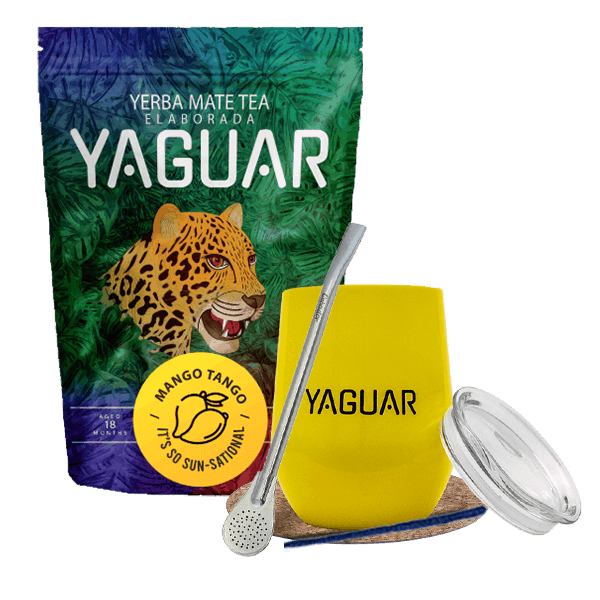 Sada Yerba Maté: Yaguar Mango Tango 500g + TermoLid + Bombilla