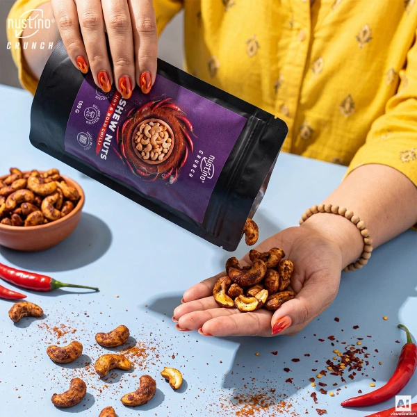 Nustino Crunch – pražené kešu ořechy – Hot & Bold Chilli 100 g