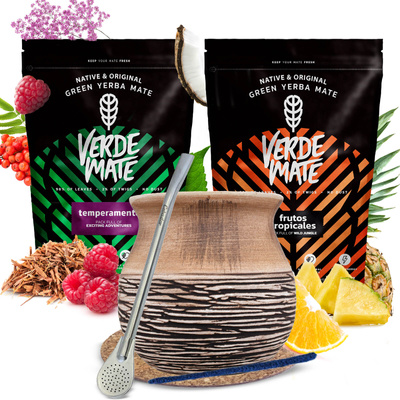 Sada Yerba Maté Verde Mate 2x500g 1kg Kalabása + Bombilla