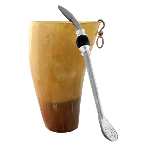 Guampa Mate Cup (light colour) + bombilla Grande black