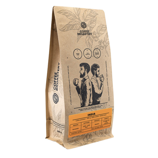 Bro Coffee Roastery - Zrnková káva India Karnataka Premium 400 g
