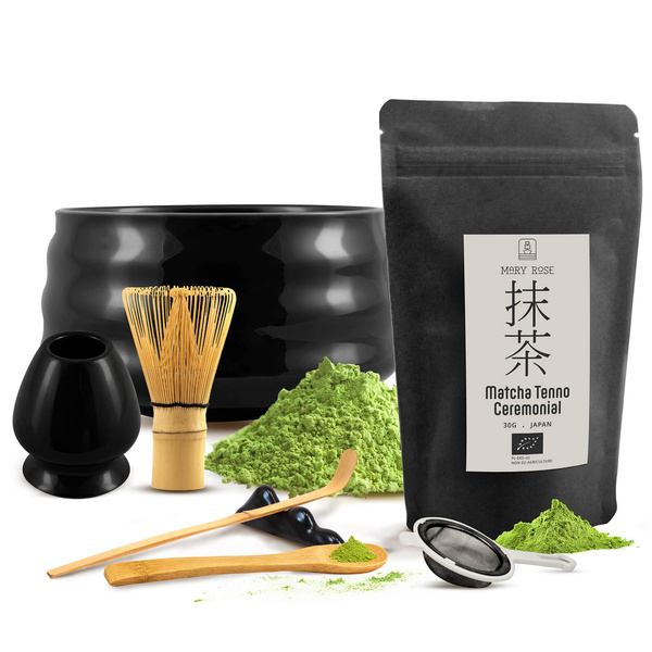 Sada ceremonální na vaření čaje Matcha: japonská BIO matcha 30g + příslušenství