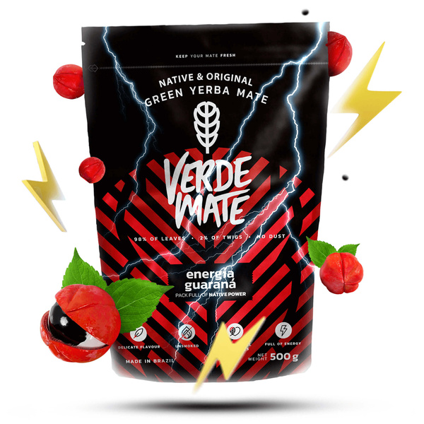 Vánoční dárkový set yerba mate Verde Mate Energía Guaraná 500g + kalebas a bombilla