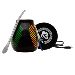 Sada Příslušenství Yerba Mate: USB ohřívač hrnku + Kalabása + Bombilla