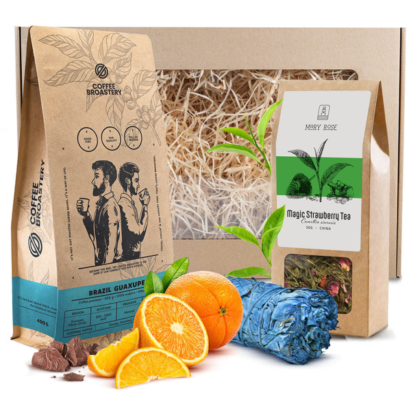 Dárková Sada Zrnková Káva Bro Coffee Roastery + Čaj + Bílá Šalvěj Vykuřovadlo