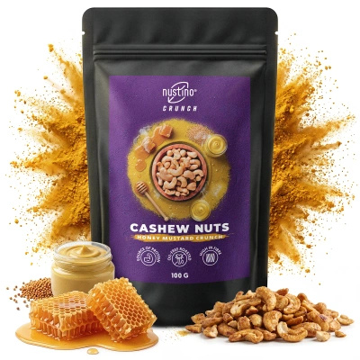 Nustino Crunch – pražené kešu ořechy – Honey Mustard Crunch 100 g