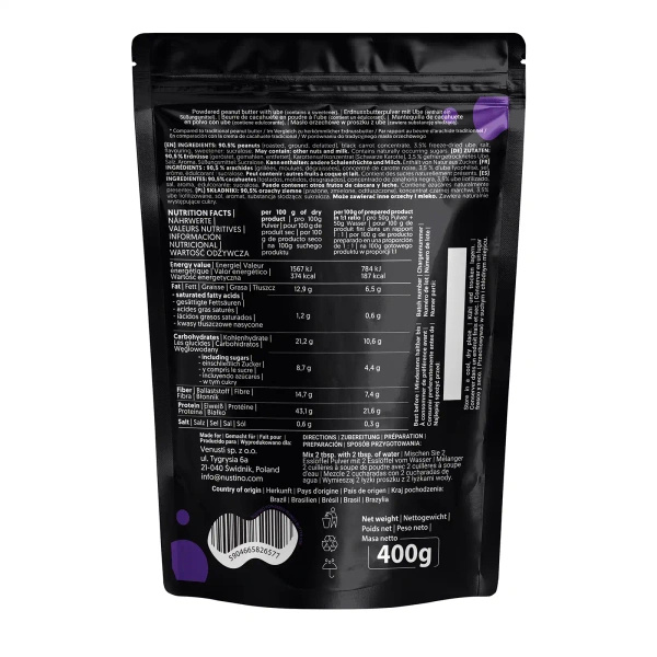 Nustino – Arašídové máslo v prášku – Ube (bez přidaného cukru) 400 g