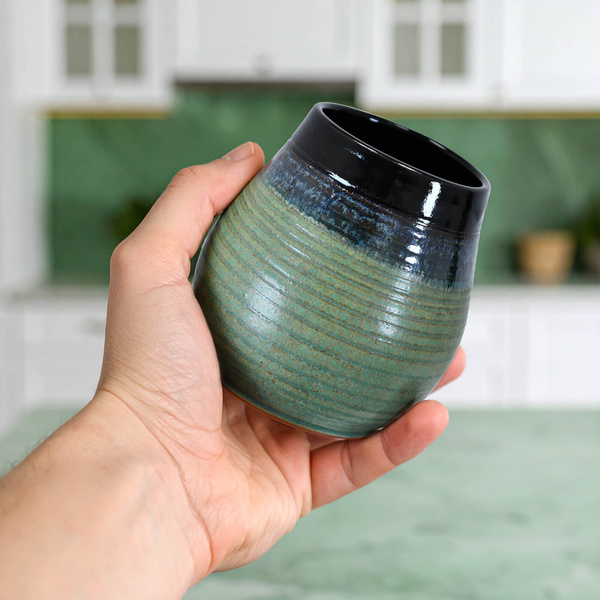 Keramická kalabasa Niebla (černo-zelená) 300 ml – série Crater