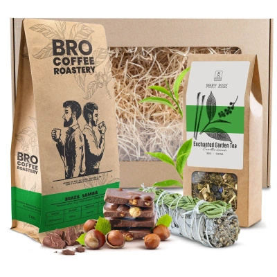 Dárková Sada Zrnková Káva Bro Coffee Roastery + Čaj + Bílá Šalvěj Vykuřovadlo