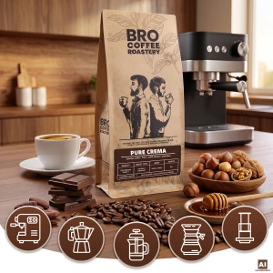 Bro Coffee Roastery – Zrnková káva Pure Crema 400 g
